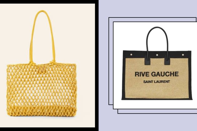 Saint Laurent Rive Gauche tote in black and white terry cloth