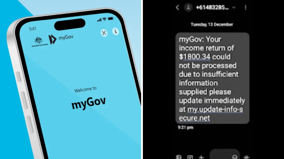 myGov scam text message.