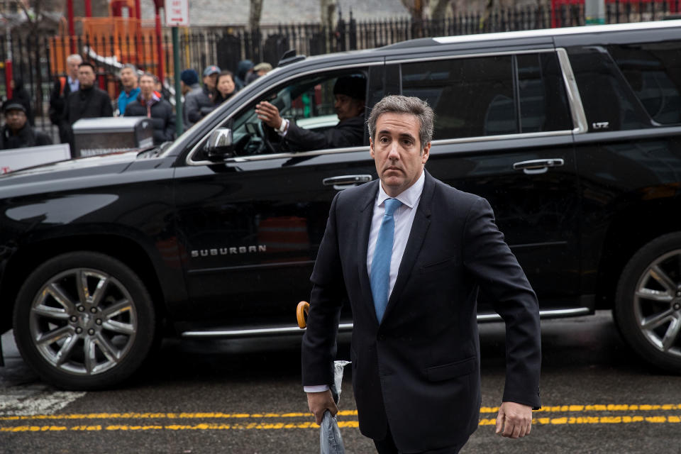 Michael Cohen,&nbsp;a longtime personal lawyer and confidante for President Donald Trump, arrives at the United States District Court Southern District of New York on April 16, 2018, in New York City. (Photo: Drew Angerer via Getty Images)