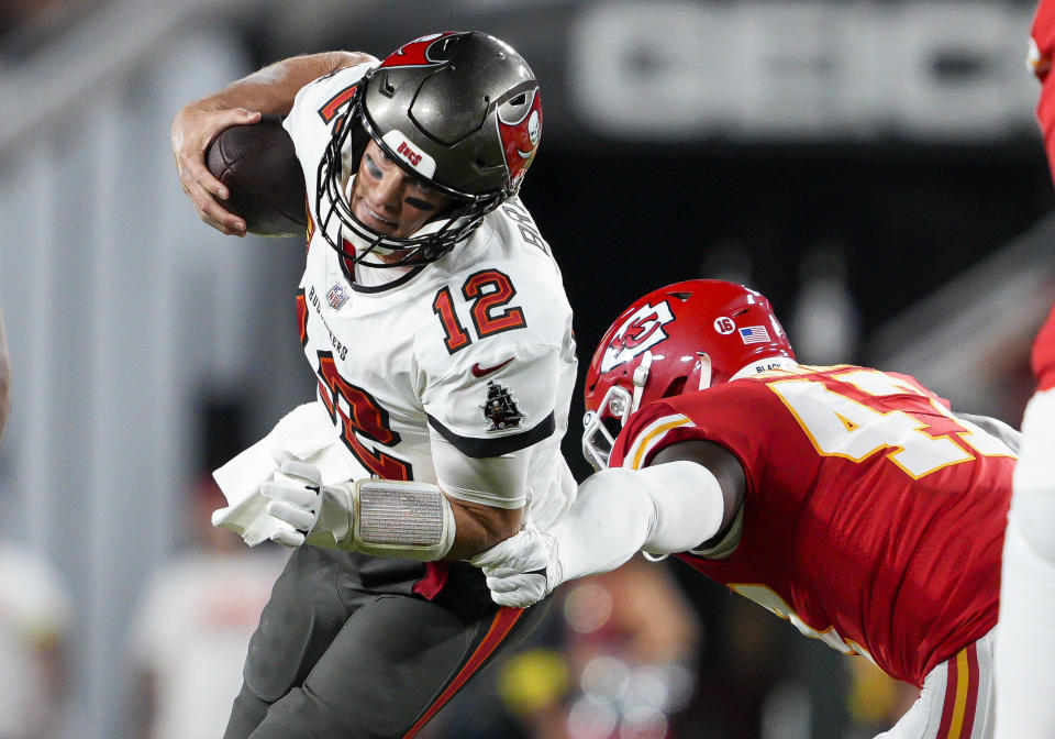 Tom Brady and the Buccaneers were blown out by the Chiefs on Sunday night. (Photo by Andrew Bershaw/Icon Sportswire via Getty Images)