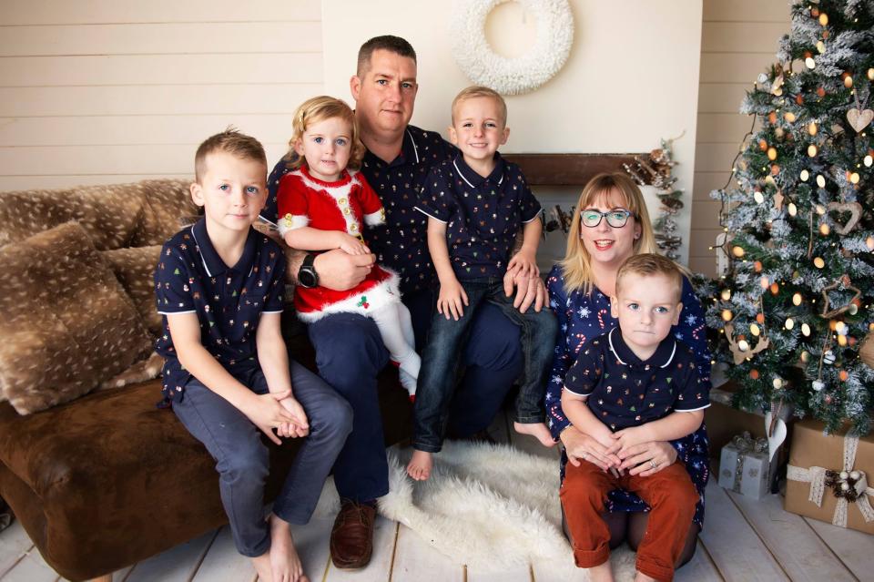 The boy’s mother came over and said Gracie’s arm shouldn’t be “so obvious because it was scaring other children”. Gracie is pictured second from the left with her family. Source: Australscope