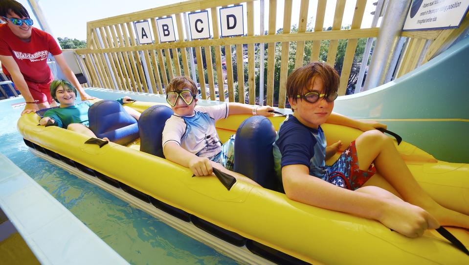 Guests ride the new Rocket Blast water ride at Waldameer Park & Water World in Millcreek Township on July 7, 2023.