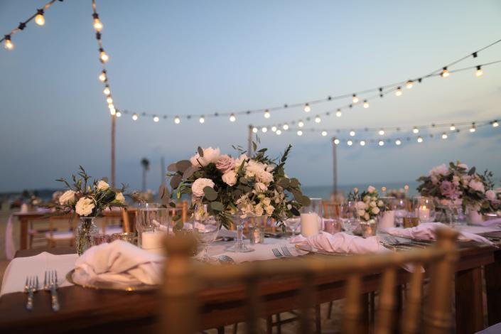 Fairy lights for the beach wedding