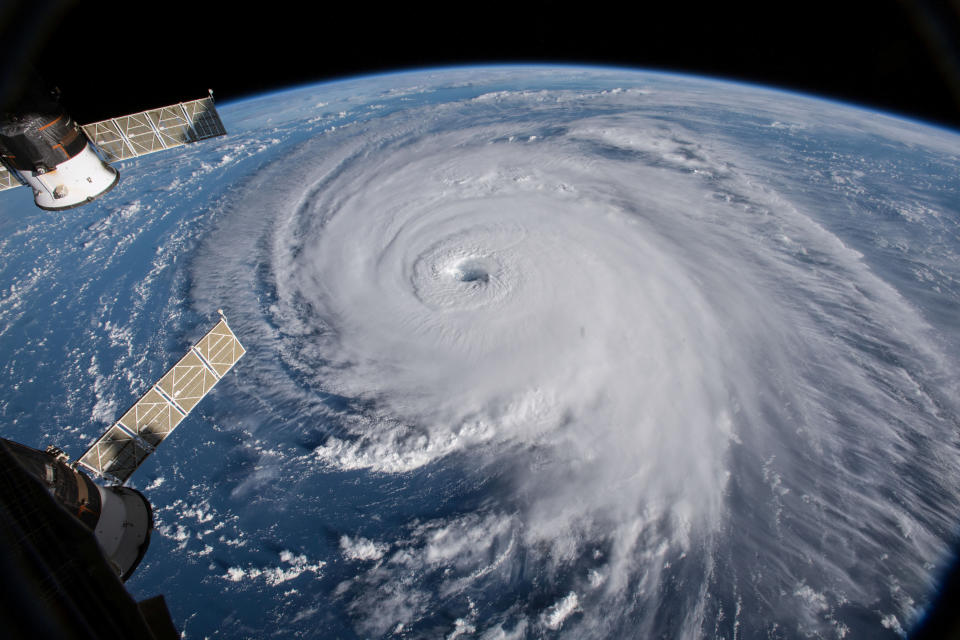 A view of Hurricane Florence churning in the Atlantic Ocean on Wednesday as it heads for the East Coast. The view is from the International Space Station. (Photo: NASA NASA / Reuters)