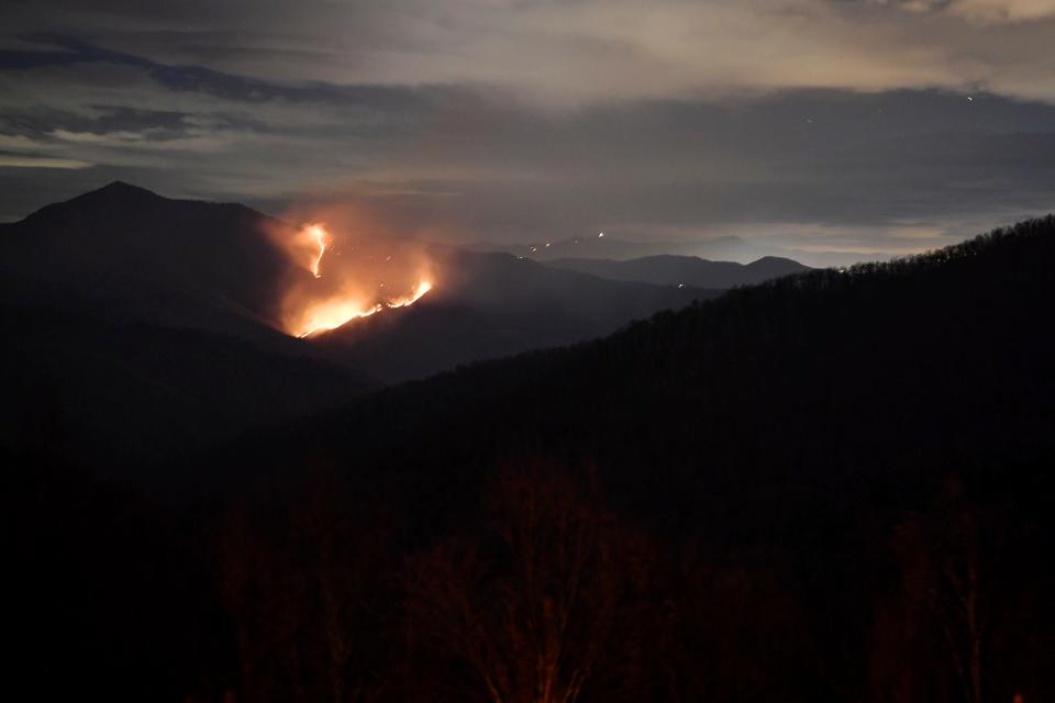 Cold Mountain burns in North Carolina on Thursday.