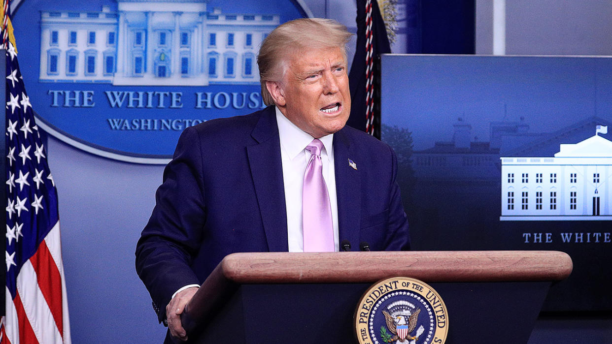 President Donald Trump speaks during a news conference in the Brady Press Briefing Room at the White House in Washington, U.S., August 19, 2020. (Tom Brenner/Reuters)