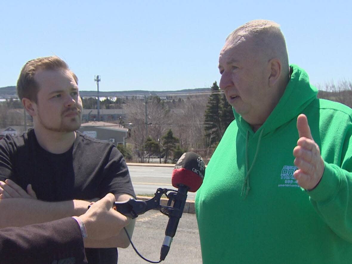 Josh Vey of A+ Drivers (left) and Paul Prowse of Smart Driver Training say instructor vehicles are some of the safest on the street, but they are insured like negligent drivers. (CBC - image credit)