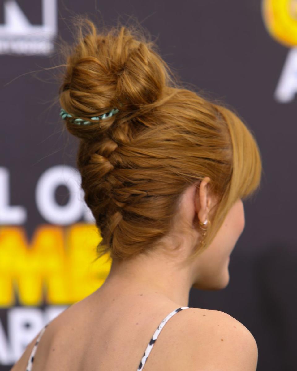 14) Long hairstyles: braided ballerina knot