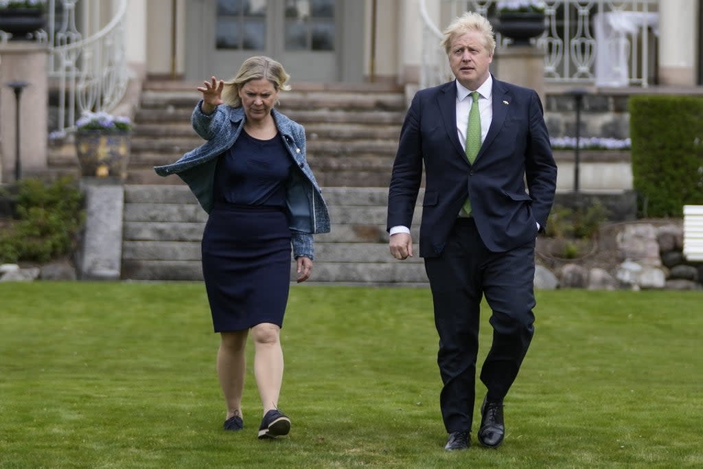 Prime Minister Boris Johnson and Swedish Prime Minister Magdalena Andersson  (PA)