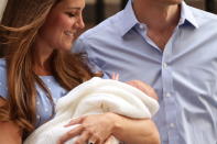 The Duke and Duchess of Cambridge leave the Lindo Wing of St Mary's Hospital in London, with their newborn son.