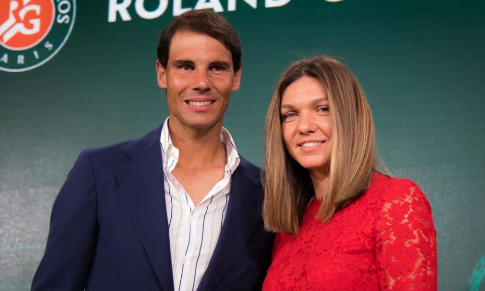 The two champions, Rafael Nadal and Simona Halep, at the French Open draw.