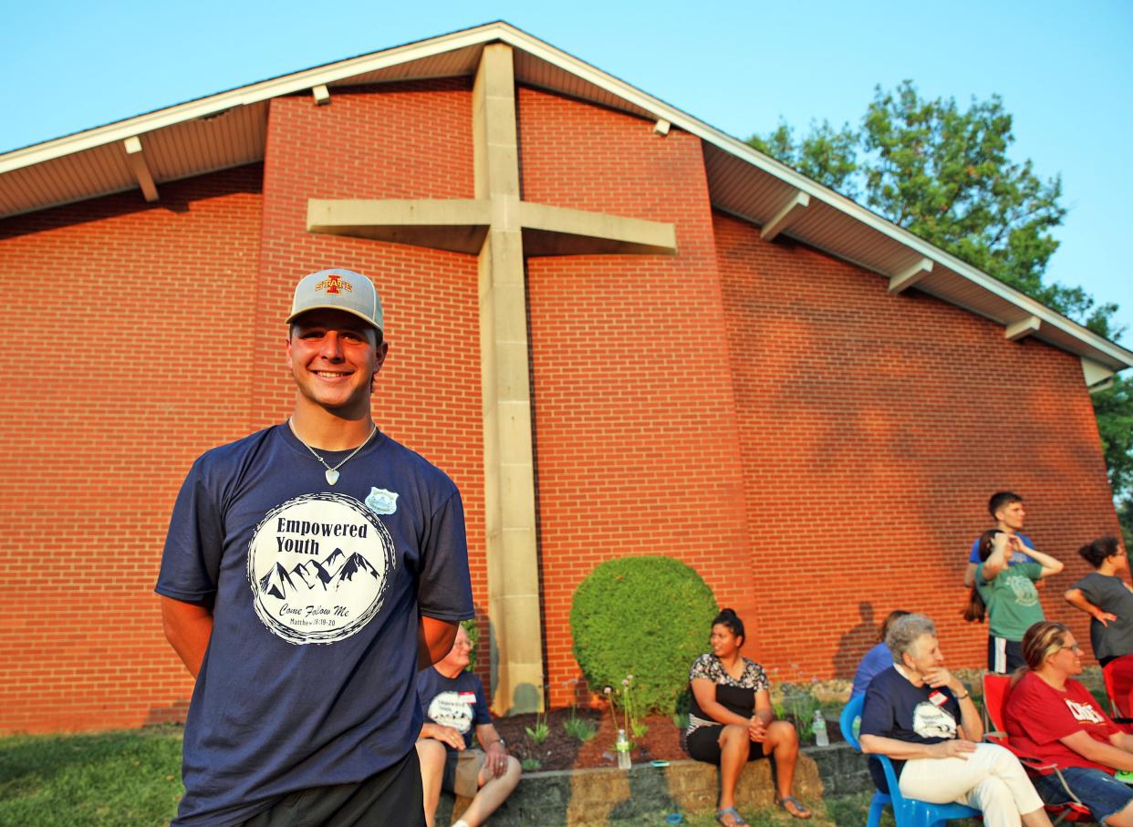 Iowa State quarterback Brock Purdy stops for a photo during the Empowered Youth event for students in sixth grade to 12th grade at The Well Covenant Church in Des Moines on July 22, 2021.
