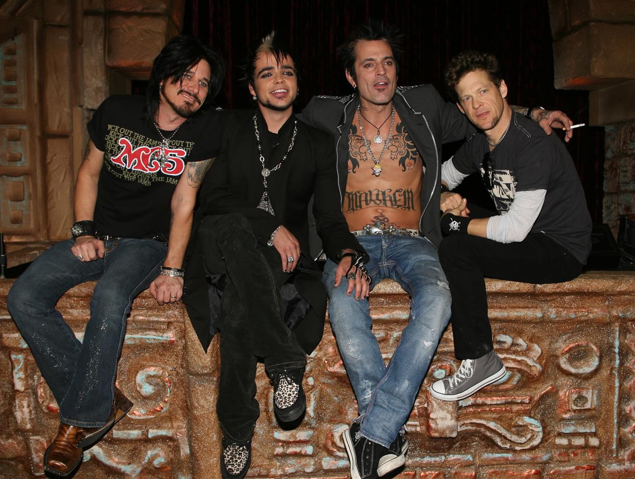 Gillby Clarke, 'Rock Star: Supernova' winmer Lukas Rossi, Tommy Lee, and Jason Newsted in 2006.  (Photo: Frederick M. Brown/Getty Images)