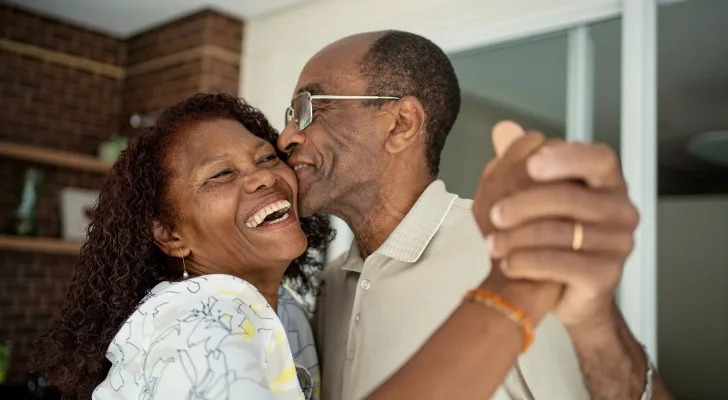 Retired African-American couple dancing