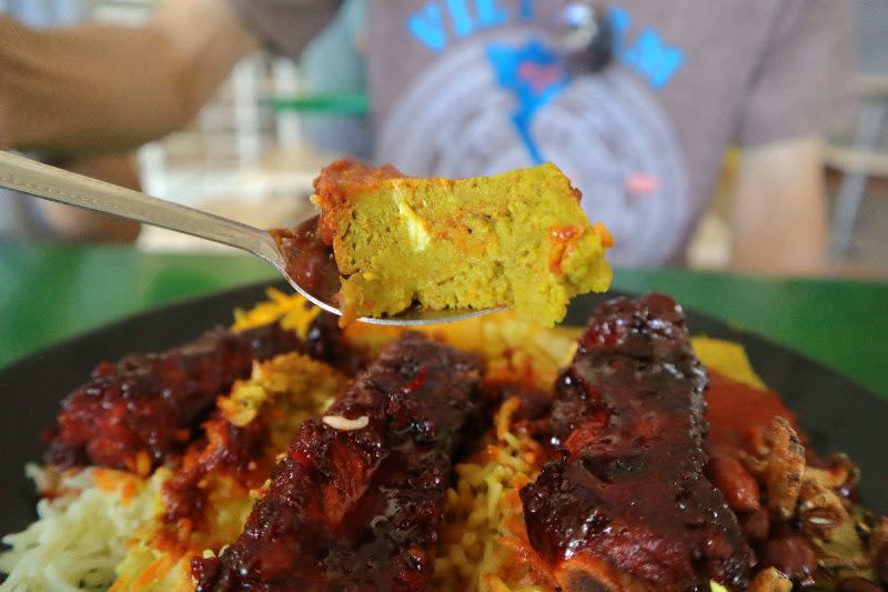 curry on - closeup of egg otak