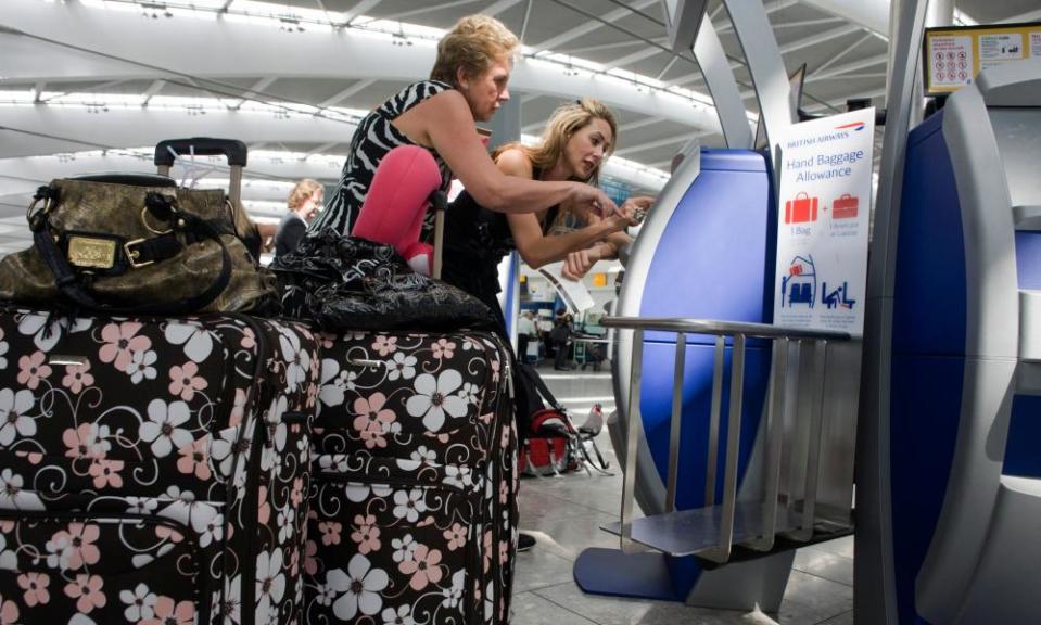 checking in baggage at Heathrow