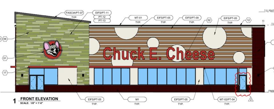 This is a screenshot rendering of the planned 13,633-square-foot standalone Chuck E. Cheese pizza restaurant/family fun arcade at The Pavilion at Port Orange shopping center that is expected to begin construction in the first quarter of 2024. It will replace one that was torn down after being badly damaged during Hurricane Ian in October 2022.