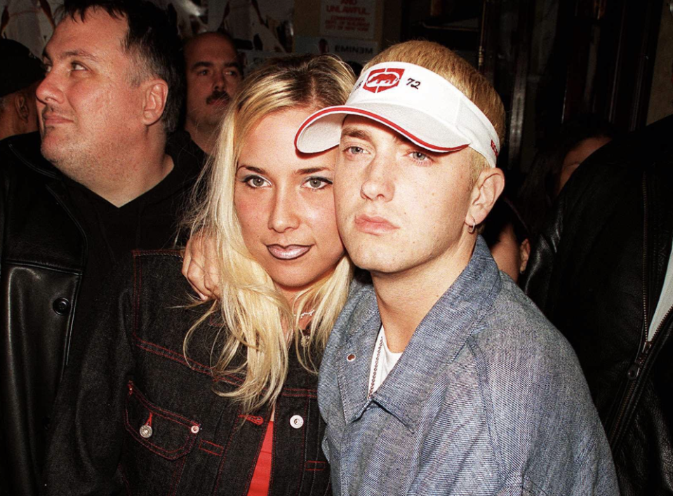 <p>Eminem has been <a rel="nofollow noopener" href="https://www.ranker.com/list/eminem-kim-scott-relationship/donn-saylor" target="_blank" data-ylk="slk:married twice;elm:context_link;itc:0;sec:content-canvas" class="link ">married twice</a> to childhood sweetheard Kim Scott, the mother of his daughter Hailie. While their first marriage, which began in 1999, lasted two years, their second wasn’t so long and lasted just three months during 2006.<em> [Photo: Getty]</em> </p>