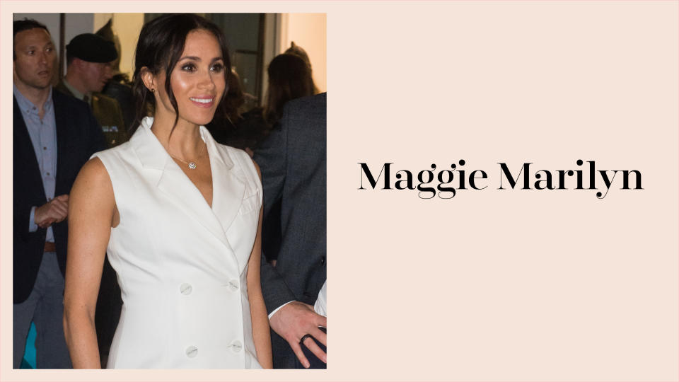 Meghan Markle wears a chic white blazer dress by Maggie Marilyn in New Zealand. (Photo: Getty Images)
