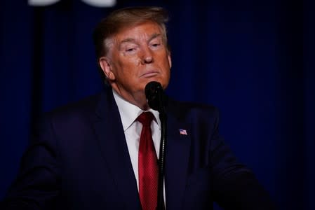 U.S. President Donald Trump speaks at the AMVETS (American Veterans) National Convention in Louisville