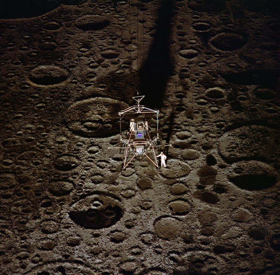 In order to prep astronauts for a visit to the lunar surface in 1969, a large-scale version of the terrain was also built.
