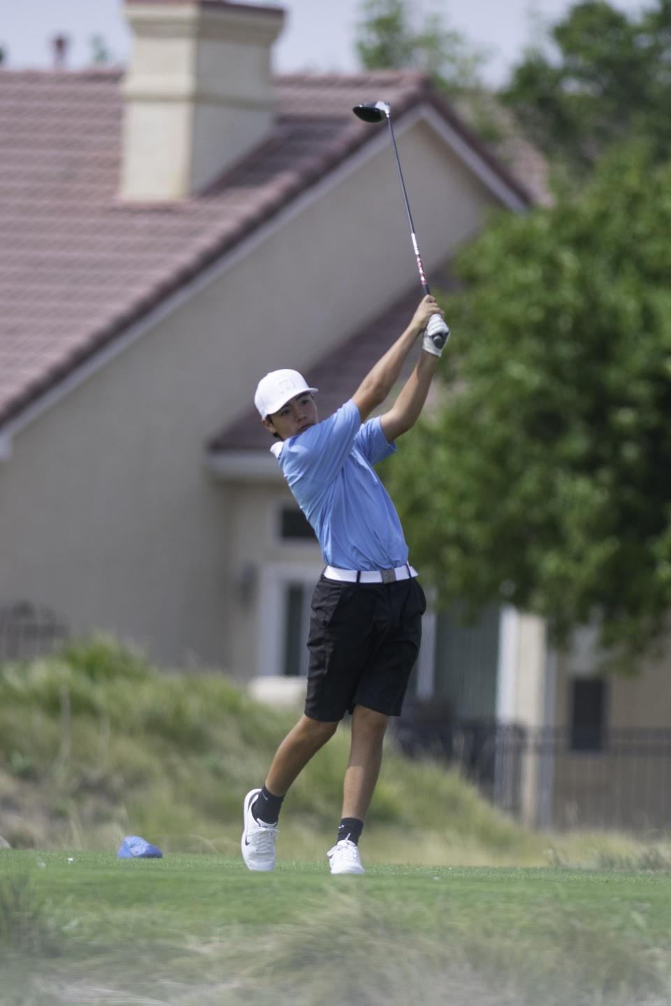 Pueblo West High School's Preston Allen tees off from the fifth hole during the East Invitational at Walking Stick Golf Course on Sept. 15. Allen, a freshman, finished fourth at the tournament.