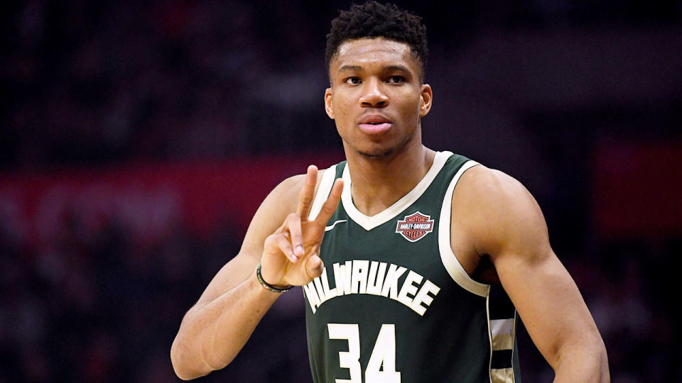 Giannis Antetokounmpo is pictured here during a game for the Bucks.