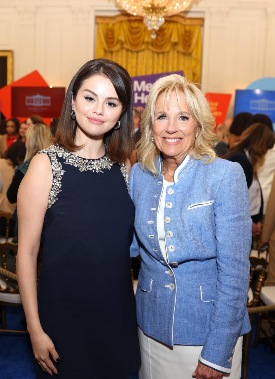 Selena Gomez and Dr. Jill Biden attend the first-ever Mental Health Youth Forum hosted by MTV Entertainment.