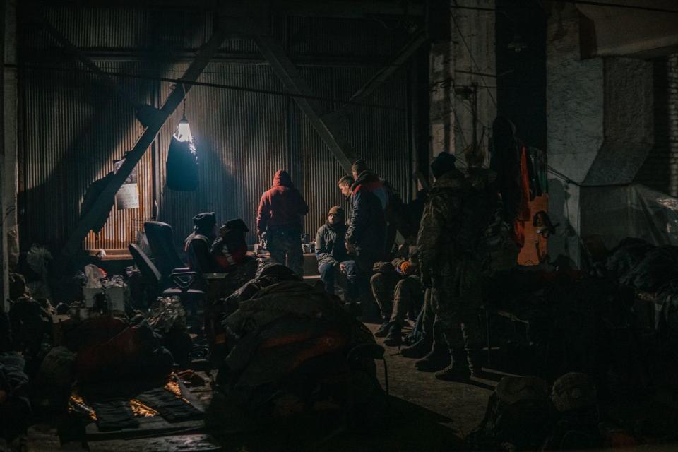 Ukrainian soldiers in the bunker of the Azovstal steel plant in Mariupol, Ukraine on May 7, 2022. (Personal archive / Dmytro Kozatskyi)