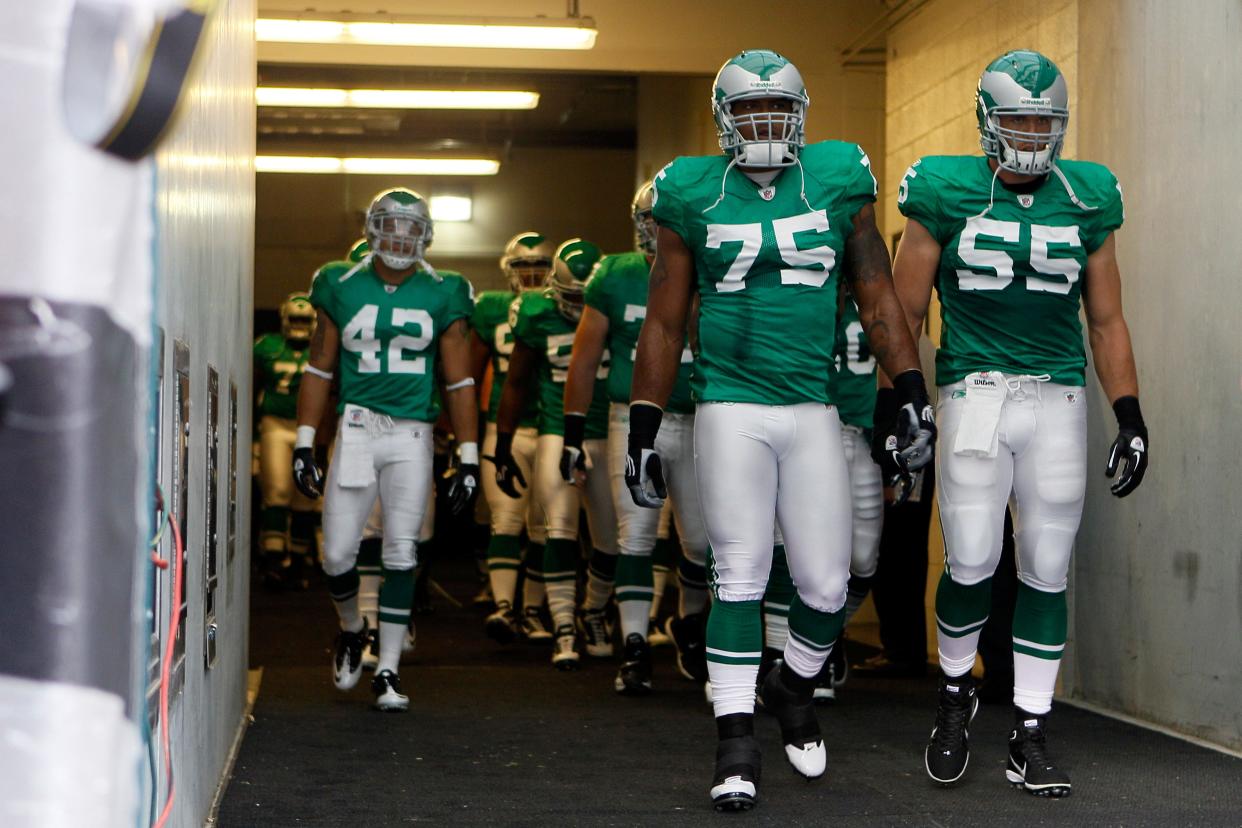 The Eagles are bringing back the kelly green uniforms on Sunday, Oct. 22, 2023 against the Miami Dolphins. Since 1996, the only other time the Eagles wore the uniform was the season opener in 2010 against the Green Bay Packers.