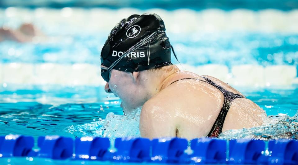 Canada's Danielle Dorris, seen above earlier in Paris, reached the podium in the women's S7 50-metre butterfly on Saturday at the Paralympics. (Dave Holland/Canadian Paralympic Committee/Handout/The Canadian Press - image credit)