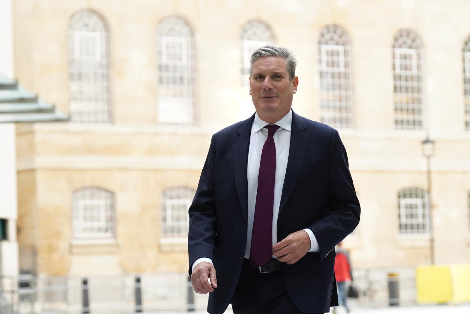 Labour Party leader Sir Keir Starmer arrives at BBC Broadcasting House in London, to appear on the BBC One current affairs programme, Sunday with Laura Kuenssberg. Picture date: Sunday July 16, 2023. (Photo by Stefan Rousseau/PA Images via Getty Images)