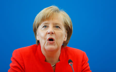 German Chancellor Angela Merkel attends the board meeting of Germany's Christian Democratic Union (CDU) in Berlin, Germany, June 18 2018. REUTERS/Hannibal Hanschke