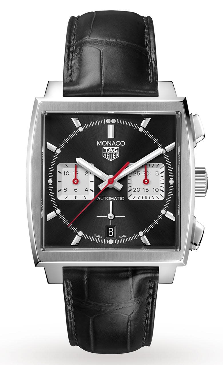 <p>Monaco 39mm </p><p><a class="link " href="https://www.goldsmiths.co.uk/TAG-Heuer-Monaco-39mm-Mens-Watch-CBL2113.FC6177/p/17381878/" rel="nofollow noopener" target="_blank" data-ylk="slk:SHOP;elm:context_link;itc:0;sec:content-canvas">SHOP</a></p><p>It is a crying shame that Tag Heuer's Monaco – a watch that paid homage to the race track of Le Mans – was decommissioned for around 20 years. But following a re-release in 1998, it's slowly become one of the marque's marquee pieces. They've managed to improve it still.</p><p>As part of a trio that made slight amendments to the current Monaco model, a black dial on black leather is as close to dress watch territory as a racing watch can park and better yet, the in-house Heuer 02 movement has enough juice for over 80 hours of action.</p><p>£5,250; <a href="https://www.goldsmiths.co.uk/TAG-Heuer-Monaco-39mm-Mens-Watch-CBL2113.FC6177/p/17381878/" rel="nofollow noopener" target="_blank" data-ylk="slk:goldsmiths.co.uk;elm:context_link;itc:0;sec:content-canvas" class="link ">goldsmiths.co.uk</a></p>