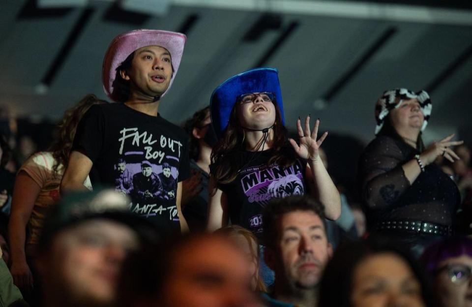 Fans wait for Fall Out Boy on Sunday.