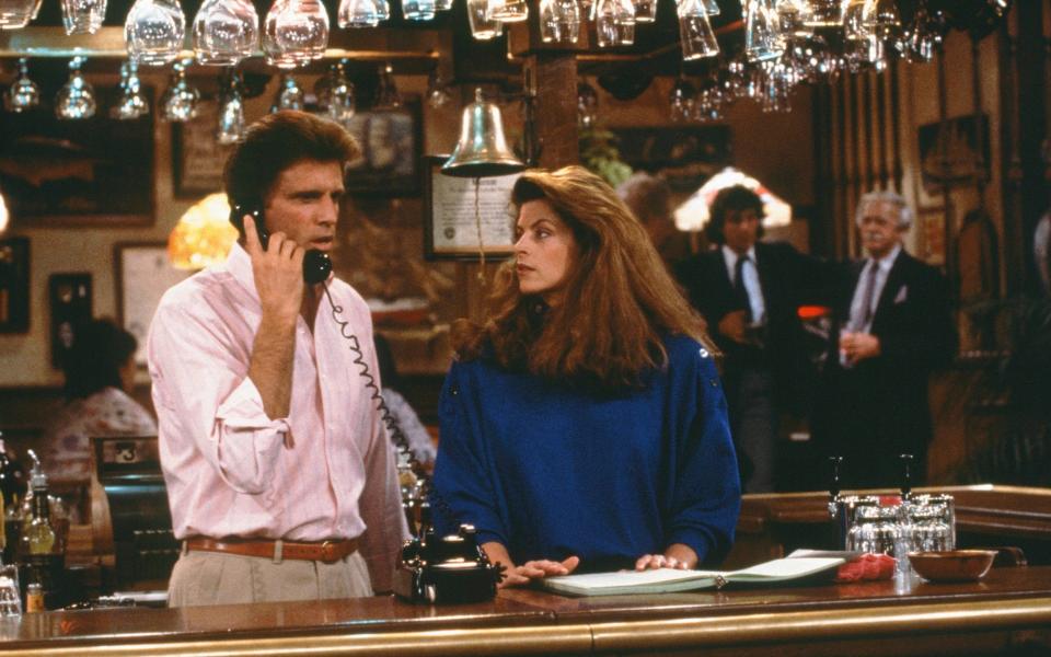 Ted Danson and Kirstie Alley in Cheers - Getty