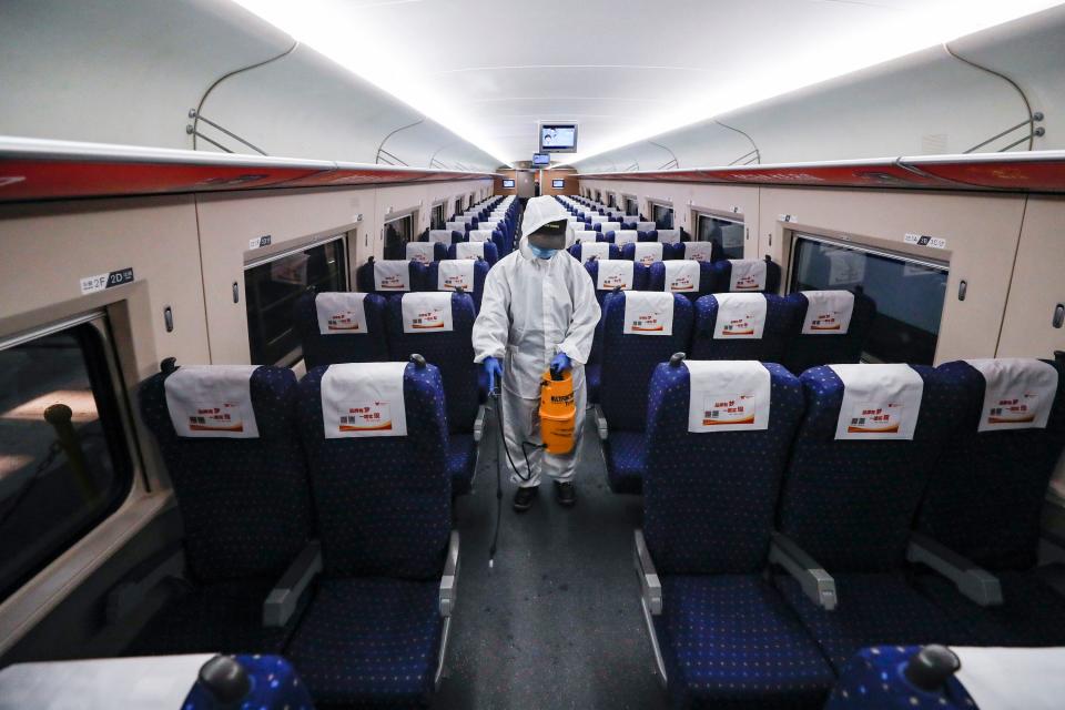 disinfecting train wuhan