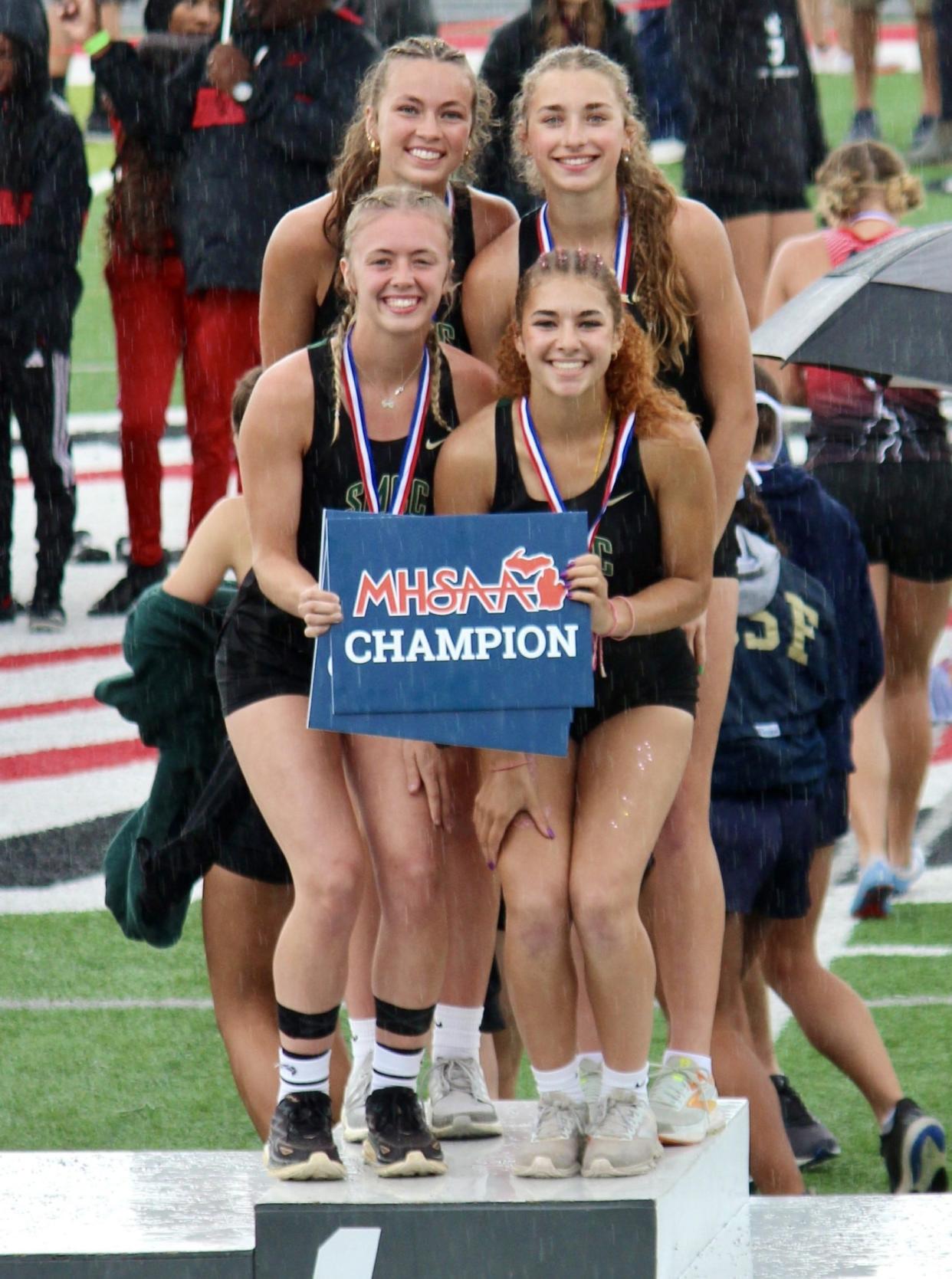Jessica Costlow, Adela Illes, Ashley Ruhlig and MaryAlice Lynch won the Division 3 state championship in the 400-meter relay on Saturday, June 1, 2024.