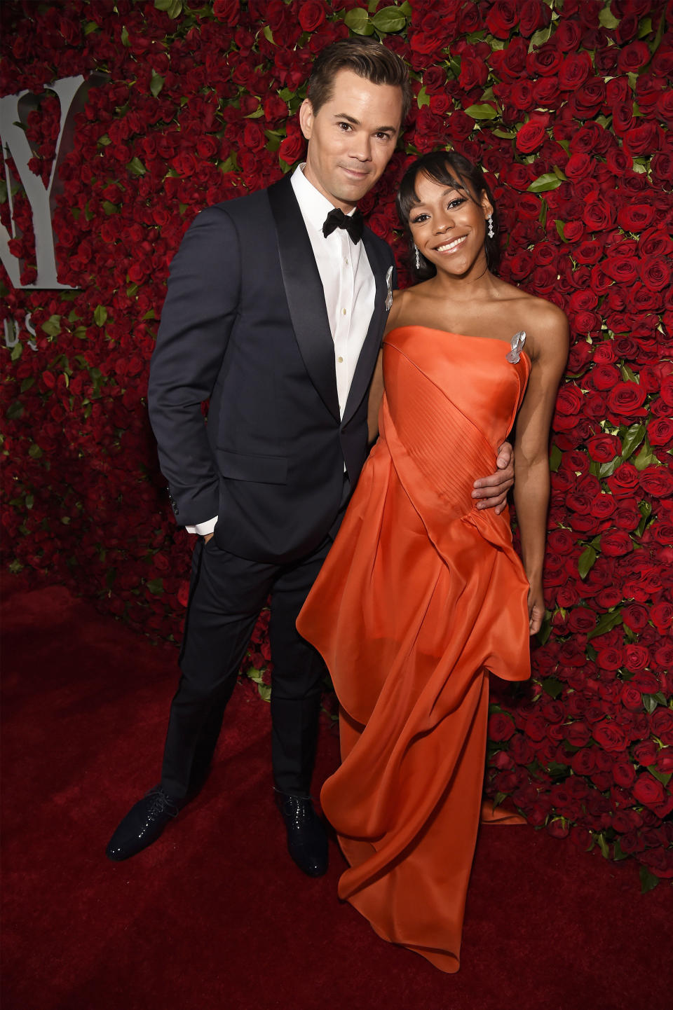 NEW YORK, NY - JUNE 12:  Actors Andrew Rannells and Nikki M. James attend the 70th Annual Tony Awards - Arrivals at Beacon Theatre on June 12, 2016 in New York City.  (Photo by Kevin Mazur/Getty Images for Tony Awards Productions)