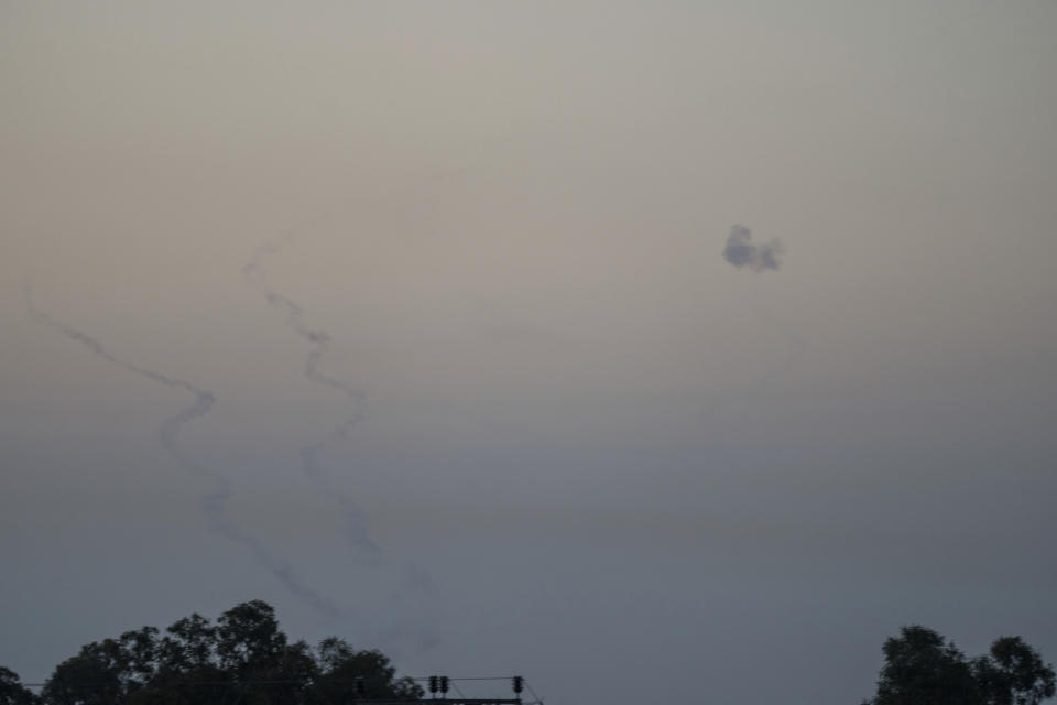 Israeli Iron Dome air defense system fires to intercept rockets fired from the Gaza Strip, in southern Israel, Thursday, June 13, 2024. The army is battling Palestinian militants across Gaza in the war ignited by Hamas' Oct. 7 attack into Israel. (AP Photo/Ohad Zwigenberg)