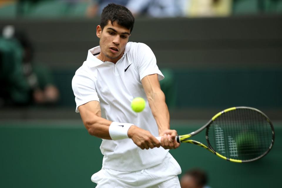 Teenager Carlos Alcaraz is looking to find his feet on grass (Steven Paston/PA) (PA Wire)
