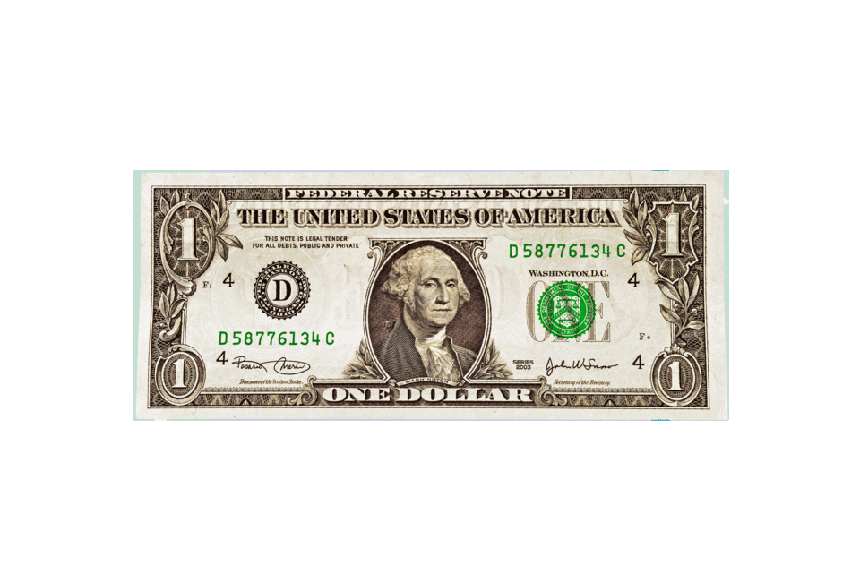 An image of a dollar bill on a colorful background.