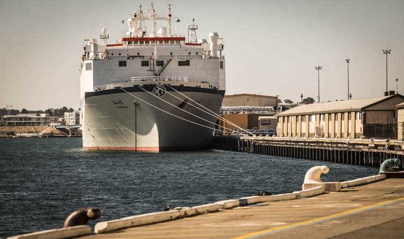 The Al Messilah is pictured docked in Fremantle.