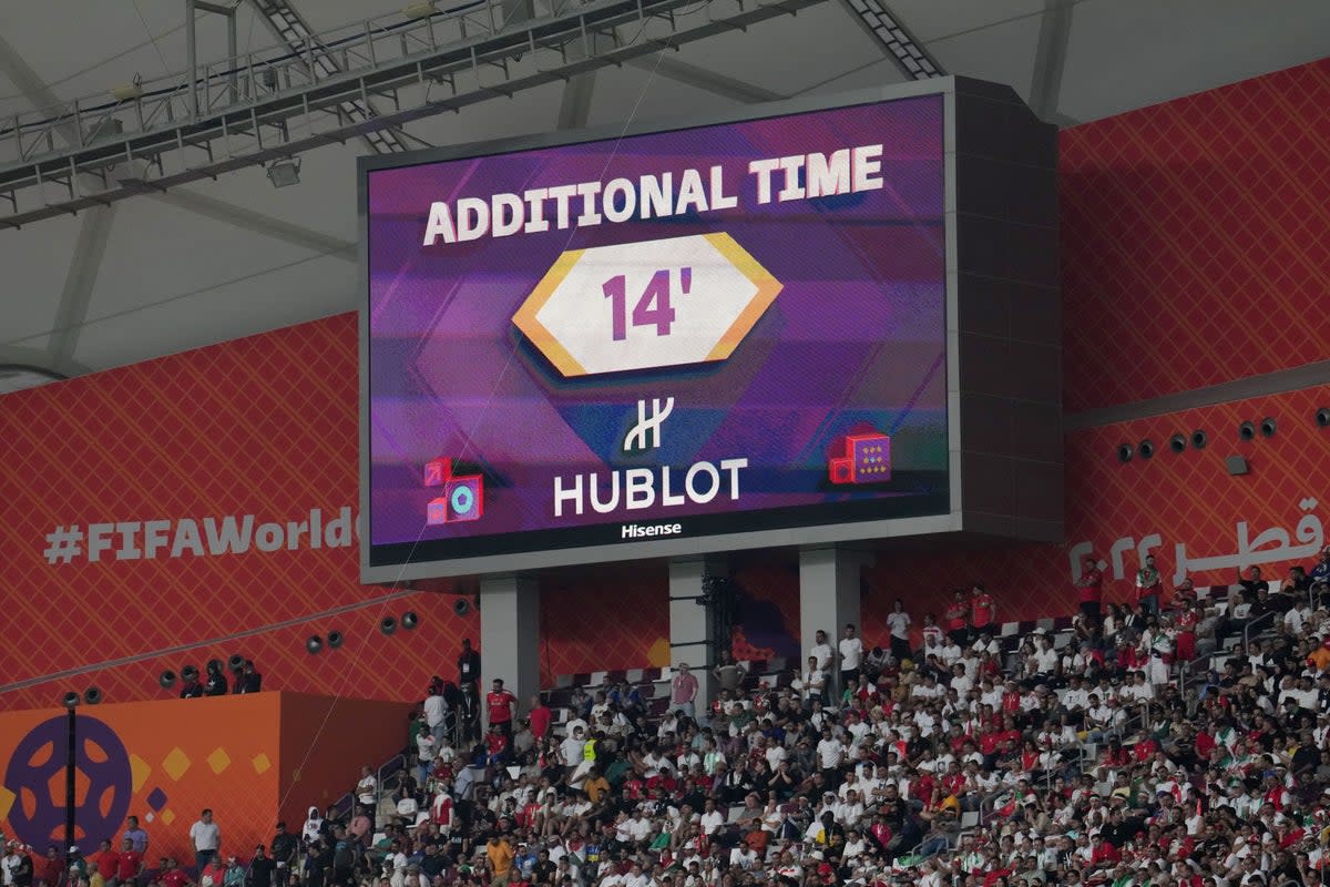 Huge amounts of added time have been a common sight at this World Cup (Martin Rickett/PA) (PA Wire)