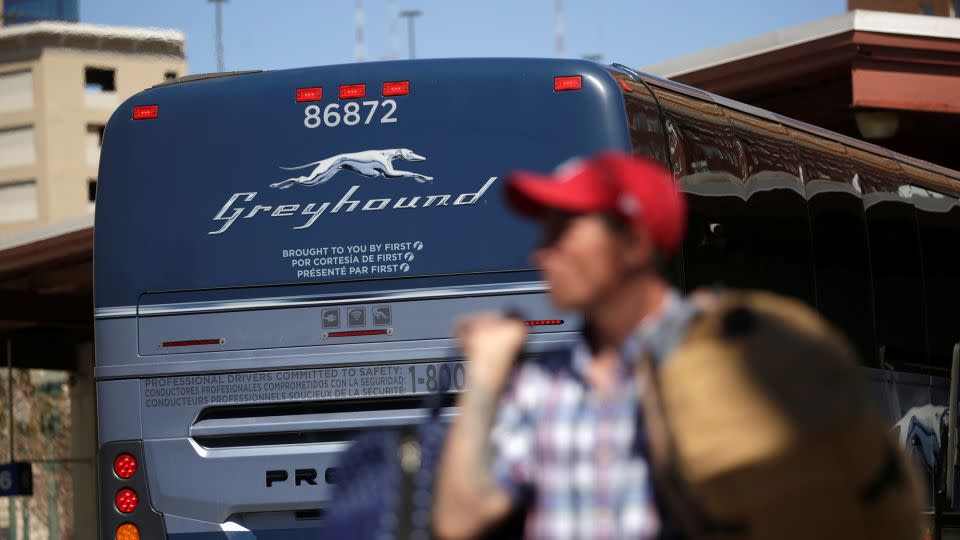 A bus sits at the Greyhound station, in El Paso, Texas, in 2021. Greyhound stations are closing across the country, threatening the intercity bus system. - Jose Luis Gonzalez/Reuters