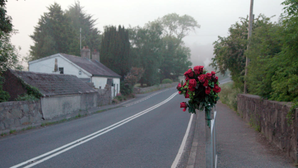 This image released by the Tribeca Film Festival shows a scene from the Alex Gibney film, "No Stone Unturned." Producers of Alex Gibney’s “No Stone Unturned” have pulled the documentary about the 1994 murder of six men in Northern Ireland from the Tribeca Film Festival over legal issues. The film was to premiere April 23 at the festival. (Stan Harlow/Tribeca Film Festival via AP)