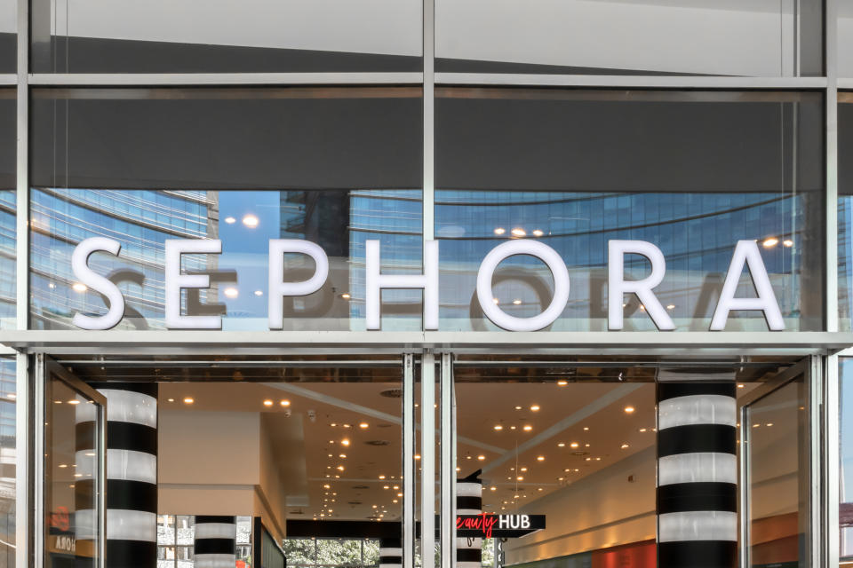 Entrance to Sephora store in Piazza Gae Aulenti square in Milan, ITALY - June 2, 2019.