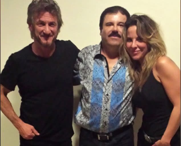 Jean Penn, Joaquín ‘el Chapo’ Guzmán y Kate del castillo el día de la reunión clandestina