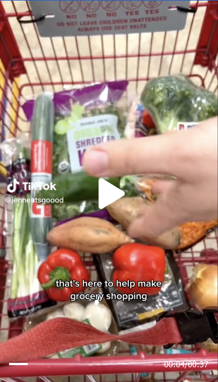 the inside of a shopping cart at trader joe's