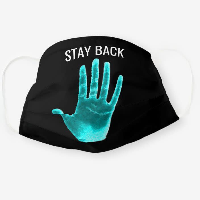 9) Stay Back Handprint Face Mask